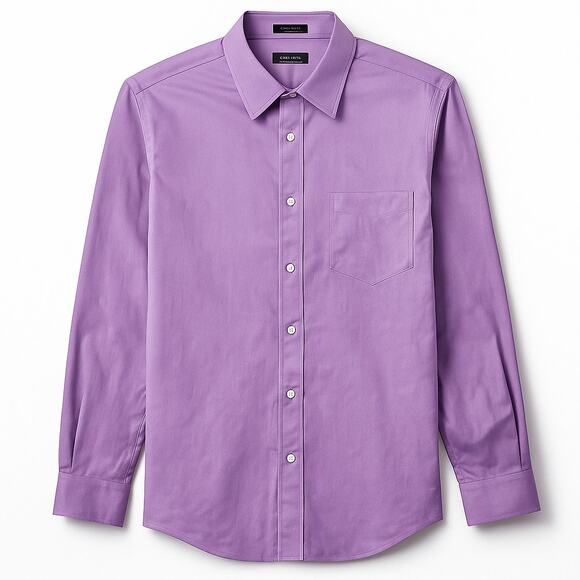 Perry Ellis Mens Shirt Size L Lavender Cotton Non Iron Long Sleeve - Picture 3 of 7